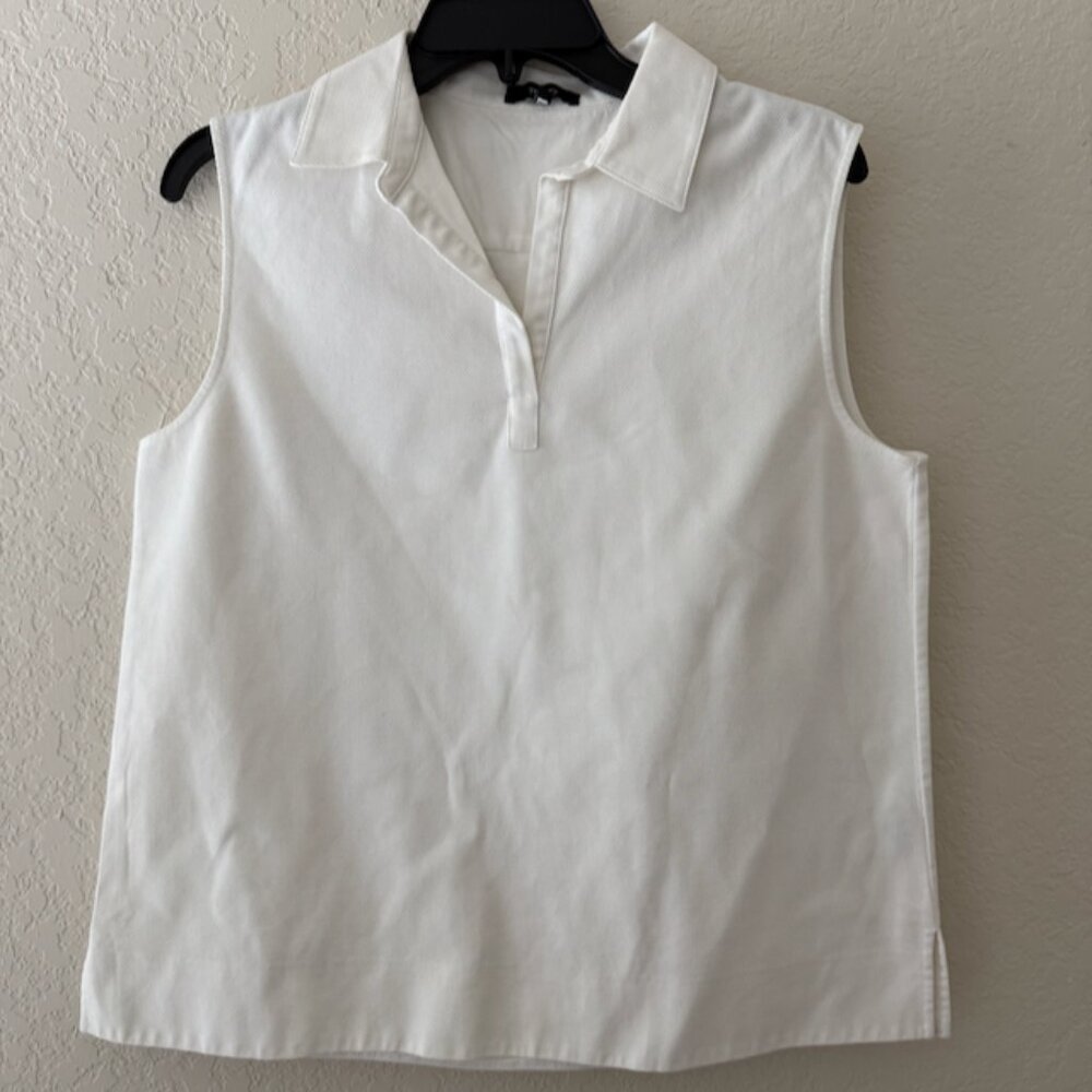 Theory Sleeveless Polo Shell Top in Cotton Piqué - Size Medium